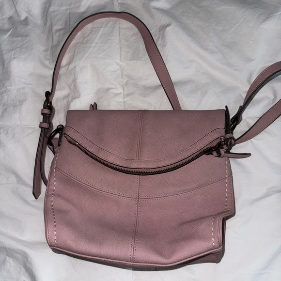 Blush Pink Faux Leather Crossbody Purse – Medium Size, Adjustable Strap - Picture 9 of 15